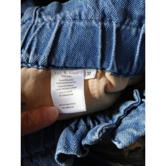 Rag & Bone Paperbag Waist Cotton Linen Denim Shorts - Picture 9 of 9